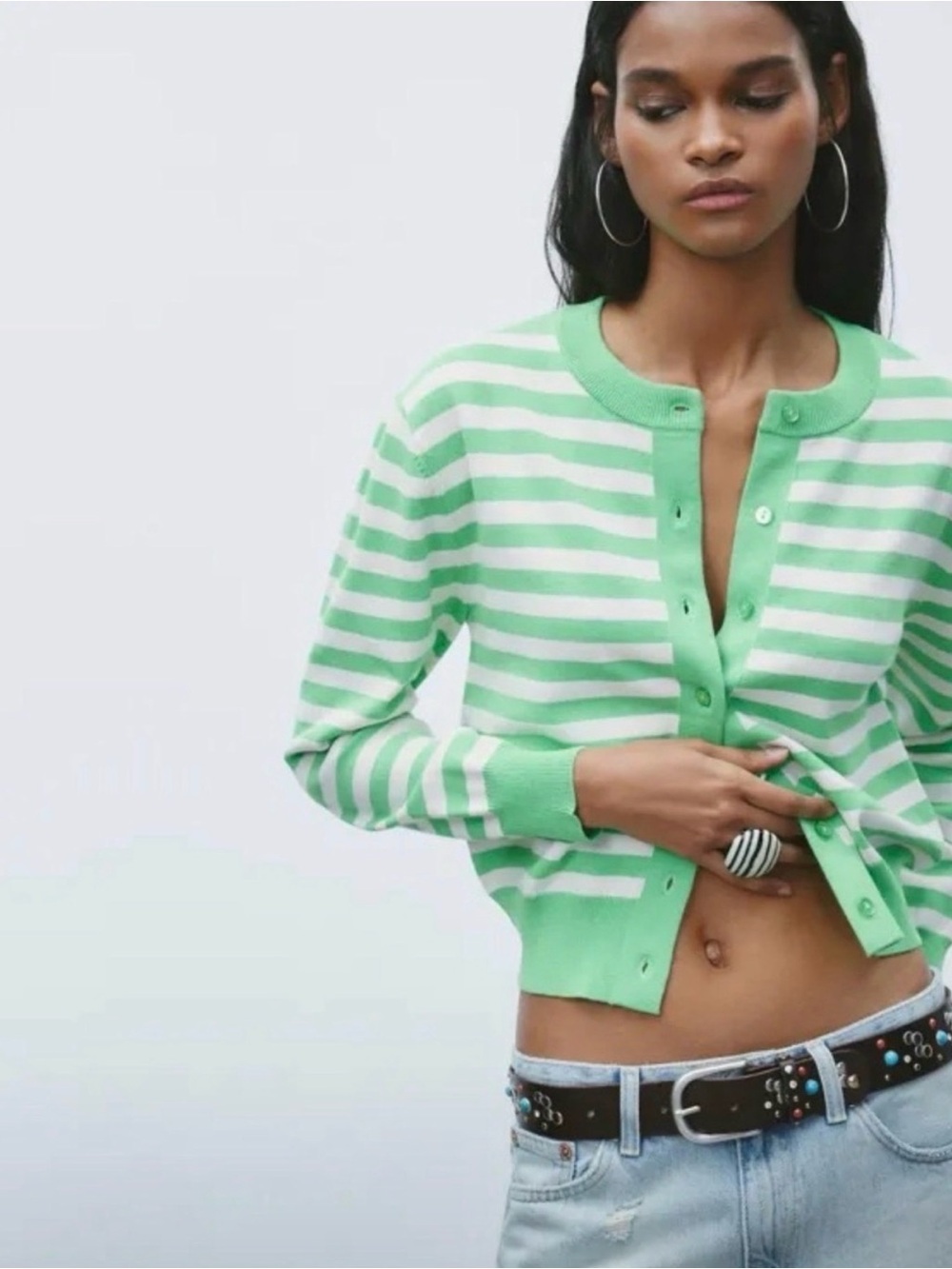 ZARA Striped Knit Cardigan